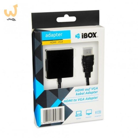 Adapter IBOX IAHV01 (HDMI M - D-Sub (VGA) F; 1m; kolor czarny) Adapter IBOX IAHV01 (HDMI M - D-Sub (VGA) F; 1m; kolor czarny)
