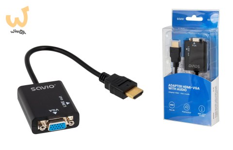 Adapter SAVIO cl-23 (HDMI M - D-Sub (VGA) F; 0,20m; kolor czarny) Adapter SAVIO cl-23 (HDMI M - D-Sub (VGA) F; 0,20m; kolor czarny)