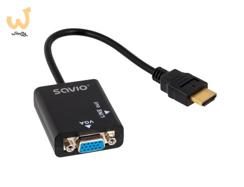 Adapter SAVIO cl-23 (HDMI M - D-Sub (VGA) F; 0,20m; kolor czarny) Adapter SAVIO cl-23 (HDMI M - D-Sub (VGA) F; 0,20m; kolor czarny)