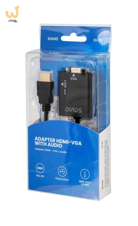 Adapter SAVIO cl-23 (HDMI M - D-Sub (VGA) F; 0,20m; kolor czarny) Adapter SAVIO cl-23 (HDMI M - D-Sub (VGA) F; 0,20m; kolor czarny)