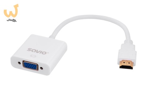 Adapter SAVIO cl-27 (HDMI M - D-Sub (VGA) F; 0,10m; kolor biały) Adapter SAVIO cl-27 (HDMI M - D-Sub (VGA) F; 0,10m; kolor biały)