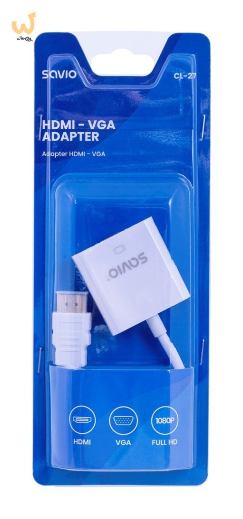 Adapter SAVIO cl-27 (HDMI M - D-Sub (VGA) F; 0,10m; kolor biały) Adapter SAVIO cl-27 (HDMI M - D-Sub (VGA) F; 0,10m; kolor biały)