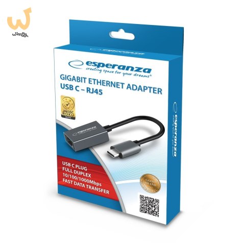 ESPERANZA GIGABIT ETHERNET 1000 MBPS ADAPTER USB C-RJ45 ENA102 ESPERANZA GIGABIT ETHERNET 1000 MBPS ADAPTER USB C-RJ45 ENA102