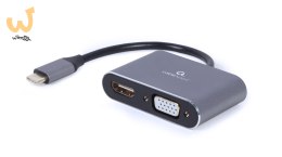 GEMBIRD ADAPTER USB TYPU C NA HDMI + VGA NA KABLU SZARY