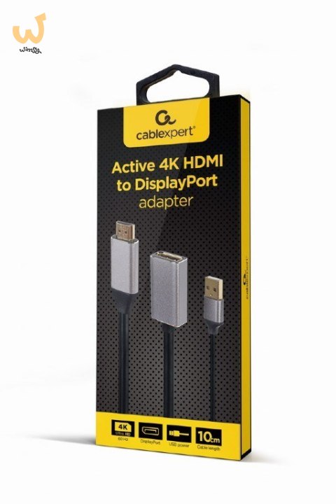 GEMBIRD AKTYWNY ADAPTER 4K HDMI NA DISPLAYPORT (F) CZARNY, 10CM GEMBIRD AKTYWNY ADAPTER 4K HDMI NA DISPLAYPORT (F) CZARNY, 10CM