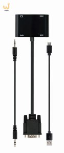 GEMBIRD KONWERTER SYGNAŁU VGA DO HDMI + VGA 0,15M, CZARNY