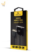 GEMBIRD KONWERTER SYGNAŁU VGA DO HDMI + VGA 0,15M, CZARNY