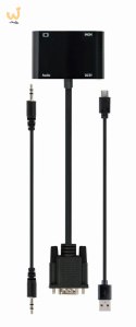 GEMBIRD KONWERTER SYGNAŁU VGA DO HDMI + VGA 0,15M, CZARNY