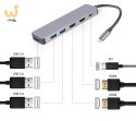 GEMBIRD MULTI ADAPTER USB TYP-C 3W1 SREBRNY HUB USB, HDMI, PD (100W)
