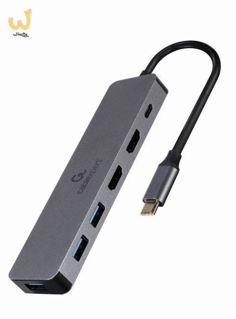 GEMBIRD MULTI ADAPTER USB TYP-C 3W1 SREBRNY HUB USB, HDMI, PD (100W) GEMBIRD MULTI ADAPTER USB TYP-C 3W1 SREBRNY HUB USB, HDMI, PD (100W)