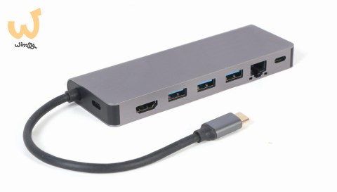 GEMBIRD MULTI ADAPTER USB TYP-C 5W1 HUB, HDMI, CZYTNIK KART, LAN, PD - 100W) GEMBIRD MULTI ADAPTER USB TYP-C 5W1 HUB, HDMI, CZYTNIK KART, LAN, PD - 100W)