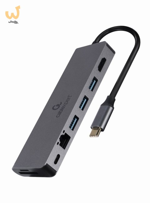 GEMBIRD MULTI ADAPTER USB TYP-C 5W1 HUB, HDMI, CZYTNIK KART, LAN, PD - 100W) GEMBIRD MULTI ADAPTER USB TYP-C 5W1 HUB, HDMI, CZYTNIK KART, LAN, PD - 100W)