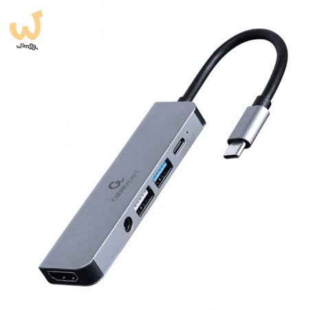 GEMBIRD MULTI ADAPTER USB TYP-C 5W1 (HUB + HDMI + PD + DŹWIĘK STEREO) SREBRNY