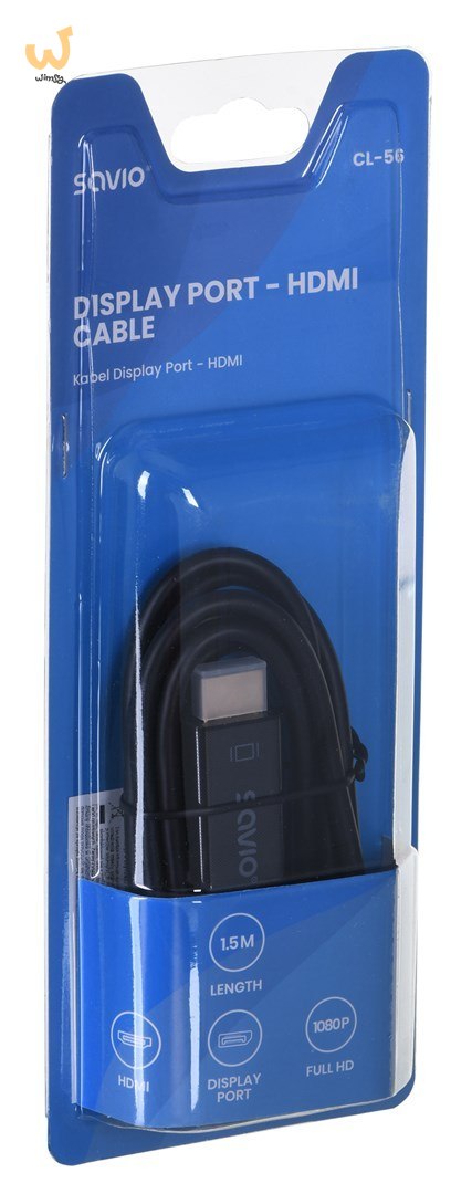 Kabel SAVIO CL-56 (DisplayPort M - HDMI Typ A; 1,5m; kolor czarny) Kabel SAVIO CL-56 (DisplayPort M - HDMI Typ A; 1,5m; kolor czarny)