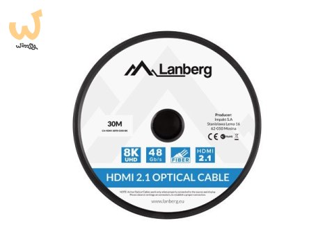 LANBERG KABEL HDMI M/M V2.1 30M 8K OPTYCZNY AOC CA-HDMI-30FB-0300-BK LANBERG KABEL HDMI M/M V2.1 30M 8K OPTYCZNY AOC CA-HDMI-30FB-0300-BK