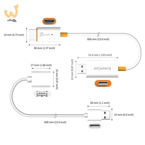 Nadajnik i odbiornik audio/video bezprzewodowy j5create ScreenCast HDMI™ Wireless Display; kolor biały JVAW56-N Nadajnik i odbiornik audio/video bezprzewodowy j5create ScreenCast HDMI™ Wireless Display; kolor biały JVAW56-N