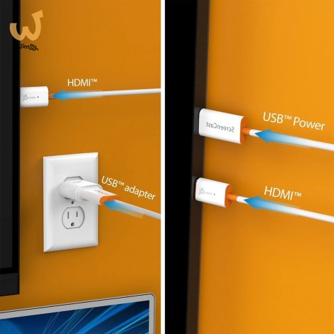Nadajnik i odbiornik audio/video bezprzewodowy j5create ScreenCast HDMI™ Wireless Display; kolor biały JVAW56-N Nadajnik i odbiornik audio/video bezprzewodowy j5create ScreenCast HDMI™ Wireless Display; kolor biały JVAW56-N