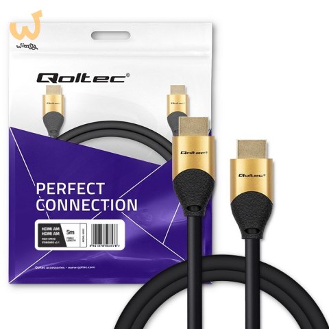 QOLTEC KABEL HDMI V2.1 ULTRA HIGH SPEED 8K | 60HZ | 26AWG | GOLD | 5M QOLTEC KABEL HDMI V2.1 ULTRA HIGH SPEED 8K | 60HZ | 26AWG | GOLD | 5M