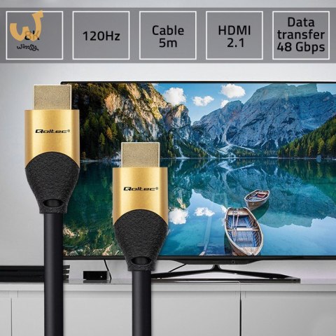 QOLTEC KABEL HDMI V2.1 ULTRA HIGH SPEED 8K | 60HZ | 26AWG | GOLD | 5M QOLTEC KABEL HDMI V2.1 ULTRA HIGH SPEED 8K | 60HZ | 26AWG | GOLD | 5M
