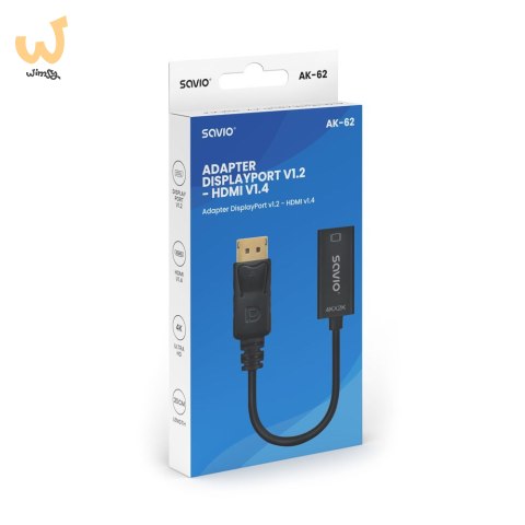 SAVIO ADAPTER DISPLAYPORT (M) V1.2 - HDMI A (F) V1.4, 4K AK-62 SAVIO ADAPTER DISPLAYPORT (M) V1.2 - HDMI A (F) V1.4, 4K AK-62