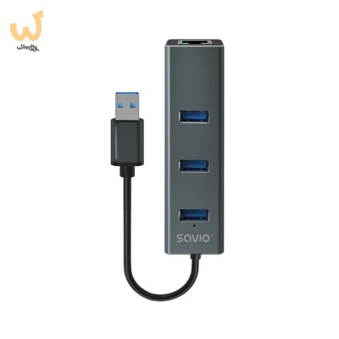 SAVIO AK-58 3-PORTOWY HUB USB-A Z ADAPTEREM RJ-45 SAVIO AK-58 3-PORTOWY HUB USB-A Z ADAPTEREM RJ-45