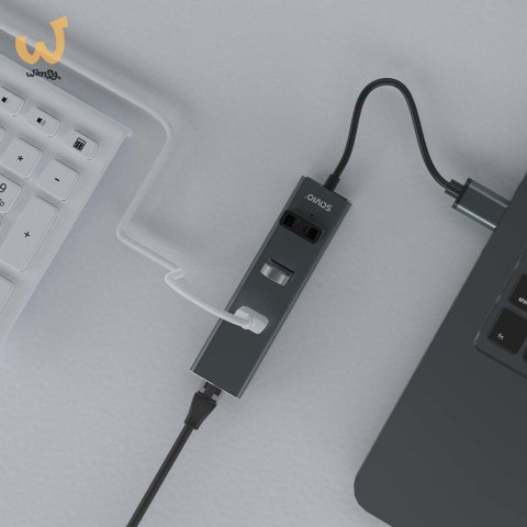SAVIO AK-58 3-PORTOWY HUB USB-A Z ADAPTEREM RJ-45 SAVIO AK-58 3-PORTOWY HUB USB-A Z ADAPTEREM RJ-45