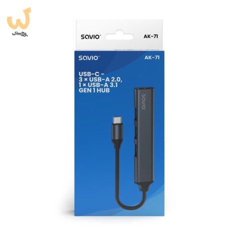 SAVIO HUB USB-A - 3 X USB-A 2.0, 1 X USB-A 3.0, SZARY AK-70 SAVIO HUB USB-A - 3 X USB-A 2.0, 1 X USB-A 3.0, SZARY AK-70