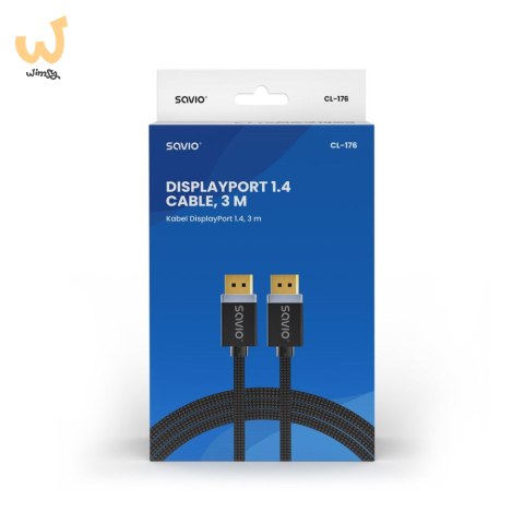 SAVIO KABEL DISPLAYPORT M - DISPLAYPORT M, V1.4, 3M, CZARNY, CL-176 SAVIO KABEL DISPLAYPORT M - DISPLAYPORT M, V1.4, 3M, CZARNY, CL-176
