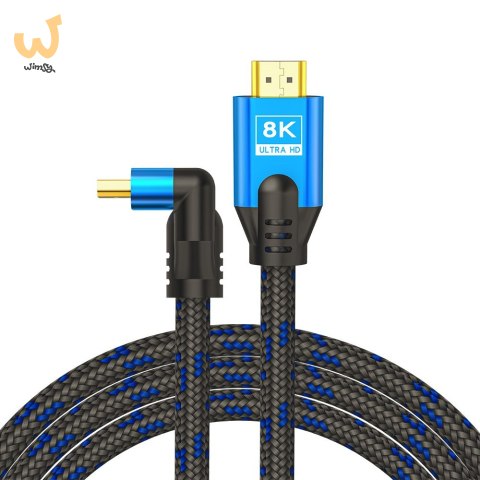 SAVIO KABEL HDMI (M) V2.1, KĄTOWY, 5M, 8K, MIEDŹ, NIEBIESKO-CZARNY, ZŁOTE KOŃCÓWKI, ETHERNET/3D CL-175 SAVIO KABEL HDMI (M) V2.1, KĄTOWY, 5M, 8K, MIEDŹ, NIEBIESKO-CZARNY, ZŁOTE KOŃCÓWKI, ETHERNET/3D CL-175