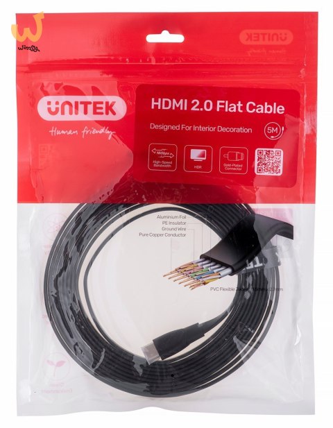 UNITEK KABEL HDMI 2.0 4K60HZ,PŁASKI,5M,C11063BK-5M UNITEK KABEL HDMI 2.0 4K60HZ,PŁASKI,5M,C11063BK-5M