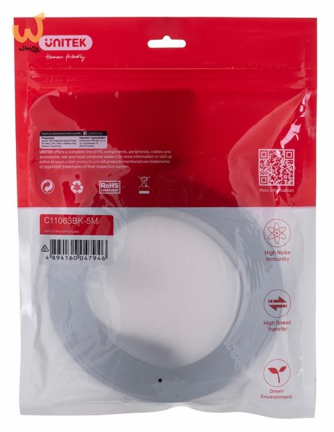 UNITEK KABEL HDMI 2.0 4K60HZ,PŁASKI,5M,C11063BK-5M UNITEK KABEL HDMI 2.0 4K60HZ,PŁASKI,5M,C11063BK-5M