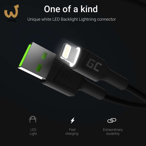 GREEN CELL KABEL KABGC05 KABEL GREEN CELL GC RAY USB - LIGHTNING 120CM, BIAŁY LED, SZYBKIE ŁADOWANIE GREEN CELL KABEL KABGC05 KABEL GREEN CELL GC RAY USB - LIGHTNING 120CM, BIAŁY LED, SZYBKIE ŁADOWANIE