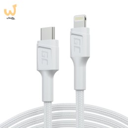 GREEN CELL KABEL KABGC07W GC POWER STREAM USB-C - LIGHTNING 100CM (MFI CERTIFIED) BIAŁY