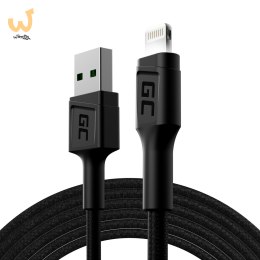 GREEN CELL KABEL KABGC12 GC RAY USB - LIGHTNING 200CM, BIAŁY LED, SZYBKIE ŁADOWANIE