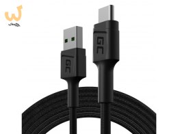GREEN CELL KABEL KABGC19 GC POWERSTREAM USB-A - USB-C 200CM, SZYBKIE ŁADOWANIE ULTRA CHARGE, QC 3.0