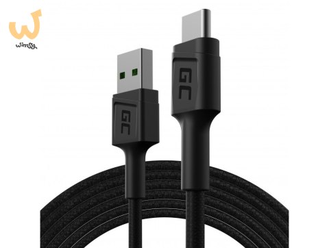 GREEN CELL KABEL KABGC19 GC POWERSTREAM USB-A - USB-C 200CM, SZYBKIE ŁADOWANIE ULTRA CHARGE, QC 3.0