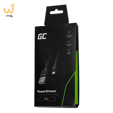 GREEN CELL KABEL KABGC23 GC POWERSTREAM USB-A - MICRO USB 30CM, SZYBKIE ŁADOWANIE ULTRA CHARGE, QC 3.0 GREEN CELL KABEL KABGC23 GC POWERSTREAM USB-A - MICRO USB 30CM, SZYBKIE ŁADOWANIE ULTRA CHARGE, QC 3.0