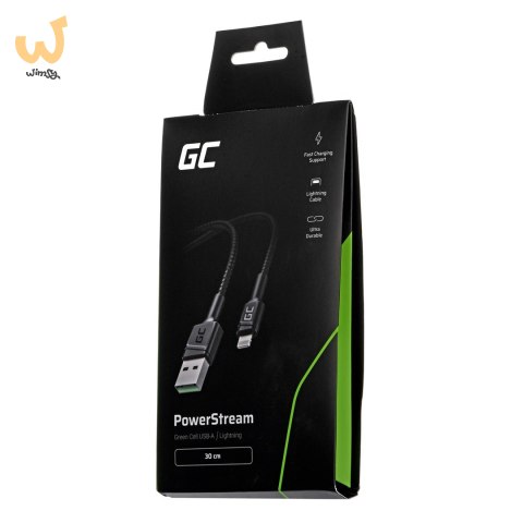 GREEN CELL KABEL KABGC24 GC POWERSTREAM USB-A - LIGHTNING 30CM, SZYBKIE ŁADOWANIE GREEN CELL KABEL KABGC24 GC POWERSTREAM USB-A - LIGHTNING 30CM, SZYBKIE ŁADOWANIE
