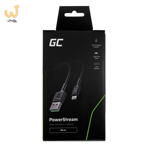 GREEN CELL KABEL KABGC24 GC POWERSTREAM USB-A - LIGHTNING 30CM, SZYBKIE ŁADOWANIE GREEN CELL KABEL KABGC24 GC POWERSTREAM USB-A - LIGHTNING 30CM, SZYBKIE ŁADOWANIE