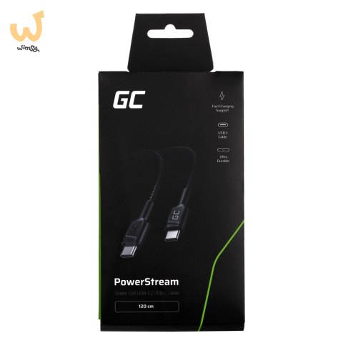 GREEN CELL KABEL KABGC30 GC POWERSTREAM USB-C - USB-C 120CM, POWER DELIVERY 60W, ULTRA CHARGE, QC 3.0 GREEN CELL KABEL KABGC30 GC POWERSTREAM USB-C - USB-C 120CM, POWER DELIVERY 60W, ULTRA CHARGE, QC 3.0