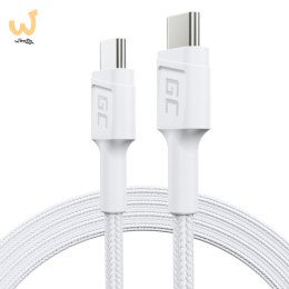 GREEN CELL KABEL KABGC30W GC POWERSTREAM USB-C - USB-C 120CM, POWER DELIVERY 60W, ULTRA CHARGE, QC 3.0, BIAŁY
