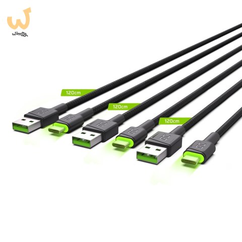 GREEN CELL ZESTAW KABLI KABGCSET03 3X KABEL GC RAY USB - USB-C 30CM, ZIELONY LED GREEN CELL ZESTAW KABLI KABGCSET03 3X KABEL GC RAY USB - USB-C 30CM, ZIELONY LED