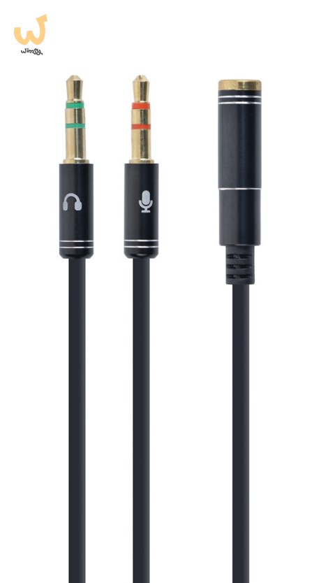 Kabel GEMBIRD CCA-418M (Mini Jack x2 M - 4-Pin, Jack stereo 3,5 mm F; 0,20m; kolor czarny) Kabel GEMBIRD CCA-418M (Mini Jack x2 M - 4-Pin, Jack stereo 3,5 mm F; 0,20m; kolor czarny)