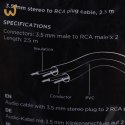 Kabel GEMBIRD CCA-458-2.5M (2x Cinch M - Mini Jack M; 2,5m; kolor czarny)