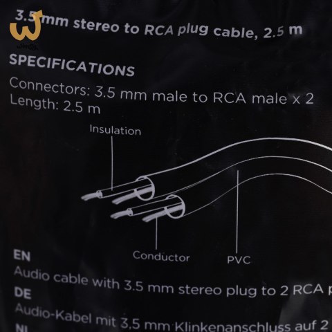 Kabel GEMBIRD CCA-458-2.5M (2x Cinch M - Mini Jack M; 2,5m; kolor czarny) Kabel GEMBIRD CCA-458-2.5M (2x Cinch M - Mini Jack M; 2,5m; kolor czarny)