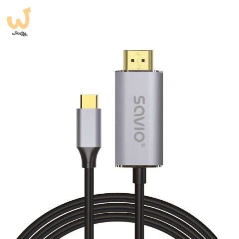 SAVIO KABEL USB-C DO HDMI 2.0B, 2M, SREBRNO-CZARNY SAVIO KABEL USB-C DO HDMI 2.0B, 2M, SREBRNO-CZARNY