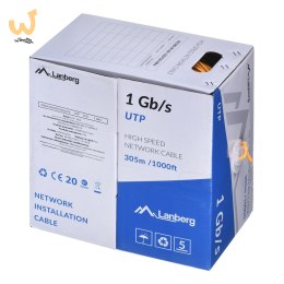 LANBERG KABEL UTP 1GB/S 305M DRUT CCA POMARAŃCZOWY LCU6-10CC-0305-O