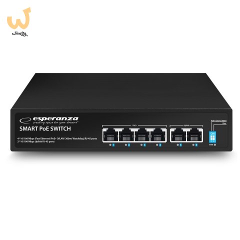 ESPERANZA SWITCH 6-PORTOWY POE 10/100M 60W SPINNER ENS105 ESPERANZA SWITCH 6-PORTOWY POE 10/100M 60W SPINNER ENS105